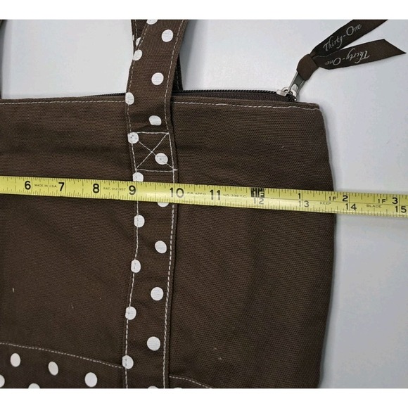 Thirty One Brown Polka Dot Purse Hand Bag Shoulder Bag - Picture 3 of 5